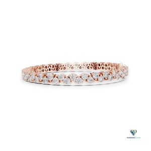 6.20 CT Round Lab Grown Diamond Tennis Bracelet | 18K <b>Solid</b> Rose <b>Gold</b> 7 Inch Classic Collet Set Linear Link Bracelet - Product Image 6