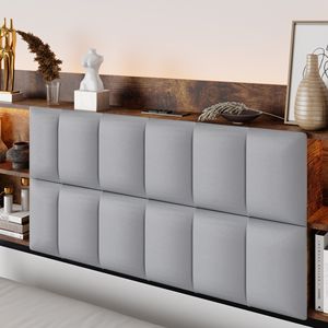 Cadre de lit rembourré Queen Size avec tête de lit à éclairage LED et 2 tiroirs de rangement, station de charge, aucun sommier requis - Product Image 6