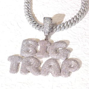 Big Trap Moissanite Diamond Pendant 925 <b>Silver</b> Hiphop Chain Necklace Men's Themed Letter <b>Charm</b> Everyday Wear - Product Image 3