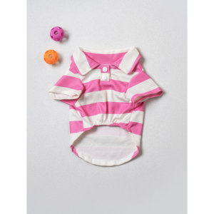 T-shirt con colletto a righe rosa per animali domestici Premium vestiti per animali domestici - Product Image 1