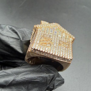 Iced Out House Moissanite <b>Ring</b> for <b>Men</b>, 925 Sterling Silver 14K Rose Gold Plated Hip Hop Bling Fashion Jewelry <b>Ring</b> - Product Image 5