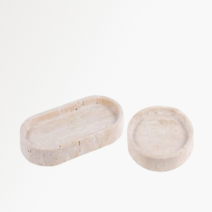 Luxury Travertine Tray 10 inch Rectangle Vanity Tray for Bathroom Kitchen Counter Decorative Travertine Trays - Product Image 1