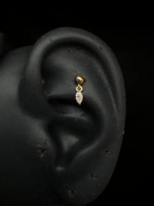 Pendientes colgantes de oro de 14K con diamante marquise cultivado en laboratorio, aretes helix y daith, joyería fina y delicada para mujer, elegante para uso diario. - Product Image 4