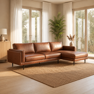Canapé sectionnel classique en cuir avec chaise longue pour collection de meubles de salon de villa et d'hôtel - Product Image 3