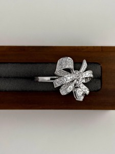 Luxury Pave Lab Grown Diamond Bow <b>Ring</b> 14K White Gold Bowknot Ribbon Cocktail <b>Statement</b> <b>Ring</b> Gift for Her Anniversary - Product Image 4