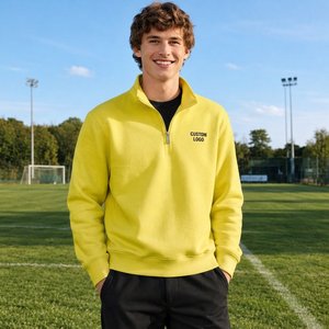 Custom Men's <b>White</b> Quarter Zip Sweatshirt Lightweight Pullover Long <b>Sleeve</b> Minimalist Premium Streetwear Clothing - Product Image 3