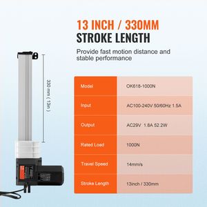 Attuatore Lineare ad Alta Velocità da 13 Pollici, Kit Attuatore di Movimento 0.55'/s 24V 220lbs/1000N per Sollevamento TV/Tavolo/Divano - Categoria Prodotto: Cilindri - Product Image 3