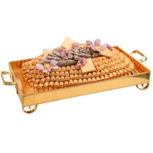 Bandejas de chocolate ecológicas de calidad deluxe, bandeja de chocolate de metal dorado con asa, plato para postres para el hogar y suministros de hotel. - Product Image 6