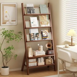 Leaning Ladder <b>Bookshelf</b> Modern Multi-Tier <b>Open</b> Shelves Space-Saving Display Storage Organizer Apartment Living Room Bedroom - Product Image 2