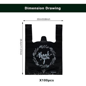 100 Sacchetti Neri in Plastica per T-Shirt e Shopping, 8.7 X 4.1 X 11.6, Confezione Bulk per Ristoranti, Sacchetti Regalo con Scritta 'Grazie' - Product Image 4