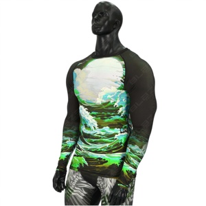 Diseño de logotipo personalizado Totalmente sublimación MMA BJJ Rash Guard Set Camiseta formal de secado rápido ecológica para hombres - Product Image 4