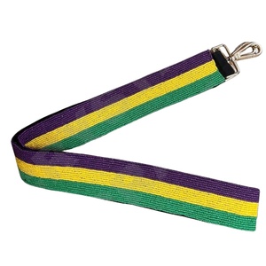Sangles de sac de perles de rocaille en or blanc personnalisées violettes et jaunes 'Hook Em Horns' Accessoire à la mode Sangle de sac à main perlée - Product Image 1