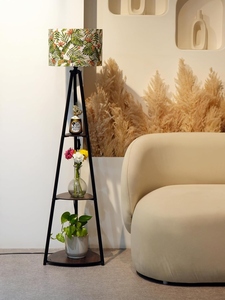 Printed Series Tripod Floor Lamp Wholesale with 3 Shelves Manufacturer Custom Tropical <b>Leaves</b> Print Shade Standing <b>Light</b> OEM ODM - Product Image 4