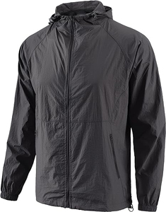 Vestes de randonnée imperméables en toile à fermeture éclair, fines, respirantes et coupe-vent pour hommes, personnalisables, prix de gros abordable, best-seller - Product Image 5