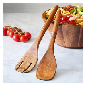Cuchara y Tenedor con Mango Impreso para Ensaladas, Sopas, Frutas Especiadas, Herramientas de Cocina para Mezclar y Servir, Nuevo Artículo, Juego de Servidores de Ensalada de Madera de Acacia - Product Image 4