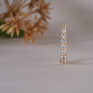 แหวนแต่งงานแบบวงแหวนเพชรโมอิสซาไนต์ทรงกลมสีทองสุดหรูหราสำหรับผู้หญิง เหมาะสำหรับวันครบรอบแต่งงาน - Product Image 6