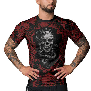 Rashguard de MMA personalizado que permite movimiento total y brinda comodidad de ajuste ceñido con estilo sublimado, tipo kimono de jiu jitsu. - Product Image 1