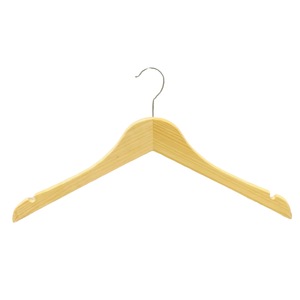 Cintre en bois de pin à un seul niveau avec crochets en acier inoxydable, durable et écologique, pour la vente en gros - Product Image 1