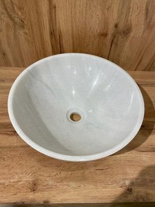 Best Quality Luxury White Marble Countertop Sink with Grey Veins Eco-Friendly & Durable Bathroom Wash <b>Basin</b> - Product Image 2