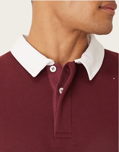 Chemises polo de rugby pour hommes à motif uni personnalisé, 100% coton, tissu tricoté, manches longues, style décontracté, coupe régulière - Product Image 6