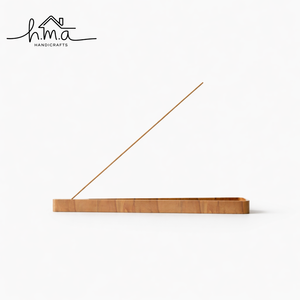 Plateau minimaliste en bois pour encens, brûleur à bâtonnets fins avec fente inclinée et cendrier, en bois naturel, décoration de méditation pour la maison - Product Image 1