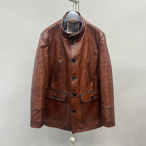 Men's Real <b>Leather</b> Reversible <b>Winter</b> Bomber <b>Jacket</b> Genuine Cowhide Zip Motorcycle Coat Custom Design OEM ODM Wholesale Supplier - Product Image 1