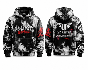 เสื้อฮู้ดสตรีทแวร์แบบสวมหัว พิมพ์ลายกราฟิกสีดำ ขาว แดง ทรงโอเวอร์ไซส์ ยูนิเซ็กส์ ผ้าคอตตอนหนานุ่ม - Product Image 3