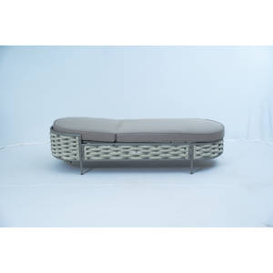 Tumbona de cuerda tejida a mano de lujo para exteriores con cojines de Reposabrazos de aluminio ajustables para patio junto a la piscina o tomar el sol - Product Image 2