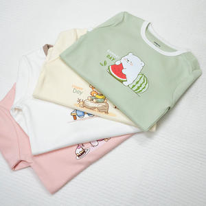 ALB10 Vêtements pour bébé unisexes mignons Kimono à motifs de dessins animés Manches longues Liens latéraux Tissu tricoté respirant 100% coton biologique - Product Image 2