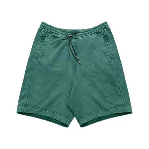 <b>Men's</b> Solid <b>Green</b> Cotton <b>Shorts</b> With Drawstring Waist And Side Pockets Casual Style Breathable Fabric Mid Rise Fit - Product Image 1