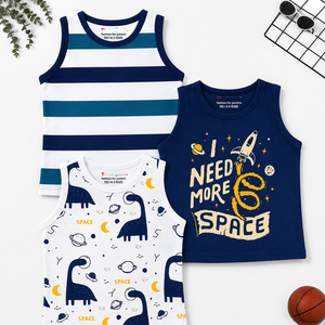 <b>Dinosaur</b> Rocket Design Kids Wholesale Stock Lot Bulk Sale Direct Boys Girls fashion Wear Manufacturer Factory Tank <b>Tops</b> Kid - Product Image 1