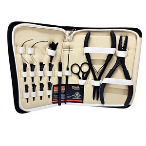 Kit For Human Hair Extension Black Easy Grip Hair Extension Tools Kit With <b>Pliers</b> Clips Loop & Scissor Hair Extension Supplies - Product Image 4