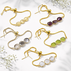 Handmade Raw Peridot Brass Gold Plated Three Stone Rough <b>Gemstone</b> <b>Bracelet</b> Minimalist Boho Jewelry Birthstones - Product Image 5