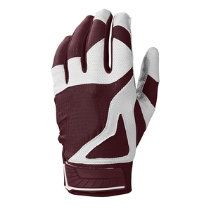 CLASSICAL TRENDS Maroon White Batting <b>Gloves</b> Microfiber Fabric Breathable Pull Hook Loop Closure Woven <b>Knit</b> Unisex Adult - Product Image 6