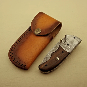 Navaja Plegable Multiusos con Hoja de Acero de 20.8cm, Punta de Gota, Perilla de Pulgar, Mango de Madera, Diseño Artístico, 0.5mm, 6.7in de Longitud Total, Afilada - Product Image 5