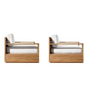 Chaise longue d'extérieur moderne de luxe en teck massif, assise profonde, résistante aux intempéries, pour patio, jardin, resort, villa, hôtel, mobilier commercial - Product Image 4