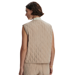 Chaleco Acolchado sin Mangas para Mujer, Ligero, con Botones al Frente, Cintura Elástica, Casual, para Primavera/Verano, Moda, Prenda para Combinar en Capas - Product Image 4