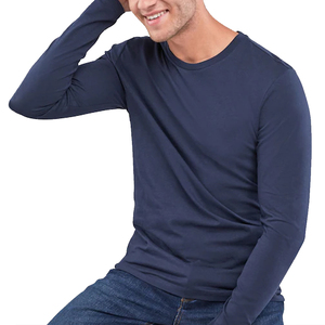 T-shirts pour hommes 100 % coton en gros, personnalisables, grandes tailles, à manches longues, en jersey uni, respirants - Product Image 1