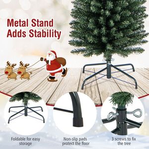 Albero di Natale Artificiale Pre-Illuminato 5/6/7/8/9 Piedi con 150/180/200/300/400 Luci LED Bianco Caldo Stile Pencil - Product Image 5