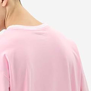 T-shirt décontracté rose à manches longues et col rond en jersey de coton respirant pour homme, avec logo frontal et design uni - Product Image 6
