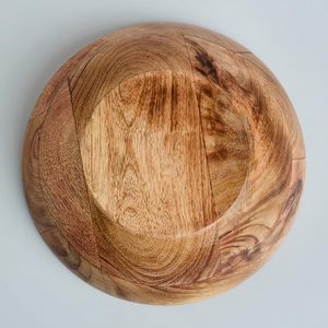 Tazón de Madera de Mango Hecho a Mano con Diseño Floral Azul Esmaltado, Tazón Decorativo de Madera para Servir con Interior Blanco, Estilo Rústico para Cocina - Product Image 2