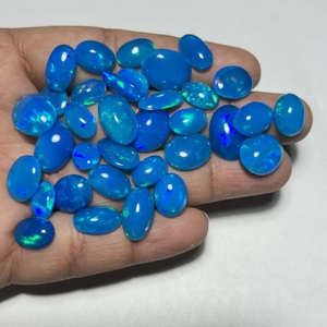 โอปอลเวโลแท้ทรงรีแบบคาโบชอง คุณภาพเยี่ยม หลายสี โอปอลไพรบา โอปอลไฟสีน้ำเงิน หินประจำเดือนตุลาคม - Product Image 1