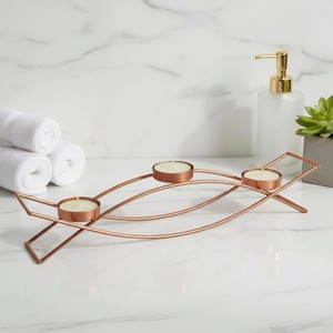 KHOOSI OVERSEAS Golden Brass Candle Stand Three <b>Glass</b> Holders Heat Resistant Eco-Friendly for Home Decoration Durable Design - Product Image 5