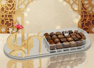 Caja de Acrílico de Lujo para Chocolates con Base de MDF y Espejo, Vajilla Premium para Exhibición de Dátiles y Dulces para Ramadán y Eid - Product Image 6