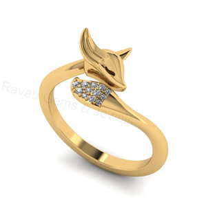 Top Selling 925 Silver <b>Gold</b> Plated <b>Cubic</b> <b>Zirconia</b> Fox Animal Design Minimalist Women Wedding <b>Ring</b> with Pave Setting - Product Image 6