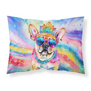 Pug Hippie Dawg ilustraciones decorativas funda de almohada ligera y súper suave fácil de cuidar funda de cojín de tamaño estándar - Product Image 1