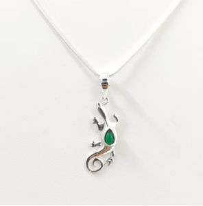 Colgante Único de Gecko para Mujer - Plata de Ley 925 con Esmeralda en Forma de Lágrima, Amuleto de Animal, Regalo de Cumpleaños - Product Image 3