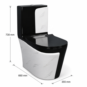 Inodoro Moderno de Una Pieza con Diseño de Mármol Blanco y Negro, Descarga por Arrastre, Producto de Tendencia - Product Image 4