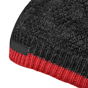 OEM Beanie Unisex Knit Beanie Hat Solid Color Contrast Red Trim Hand Knitted Warm <b>Winter</b> <b>Cap</b> Casual Style Adult - Product Image 5