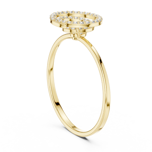 Anillo de oro macizo de 14k para mujer con diamante de corte redondo minimalista en forma de flor, ideal para regalo, compromiso, aniversario, boda. - Product Image 4